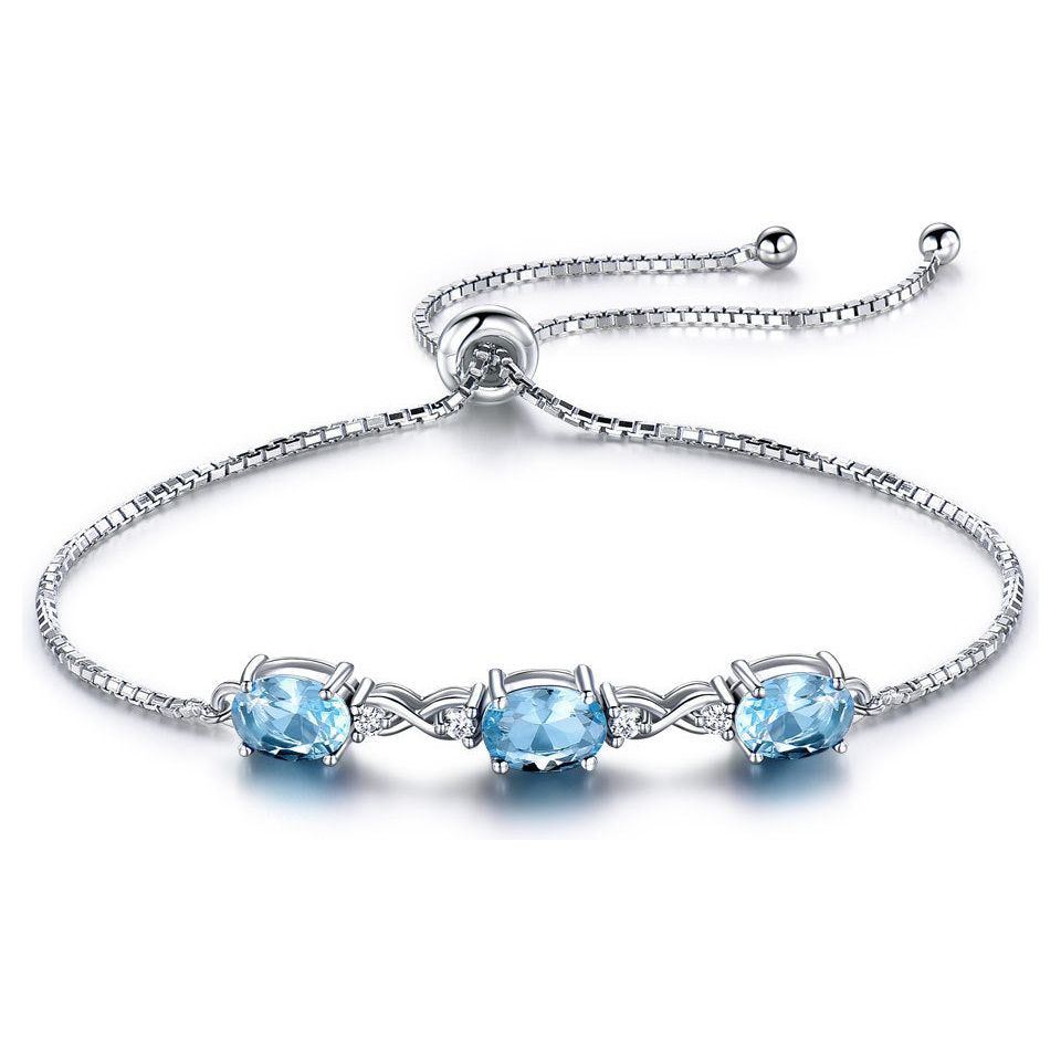 925 Sterling Silver Blue Wave Nano Tanzanite Bracelet Adjustable Women's Bracelet - Jointcorp