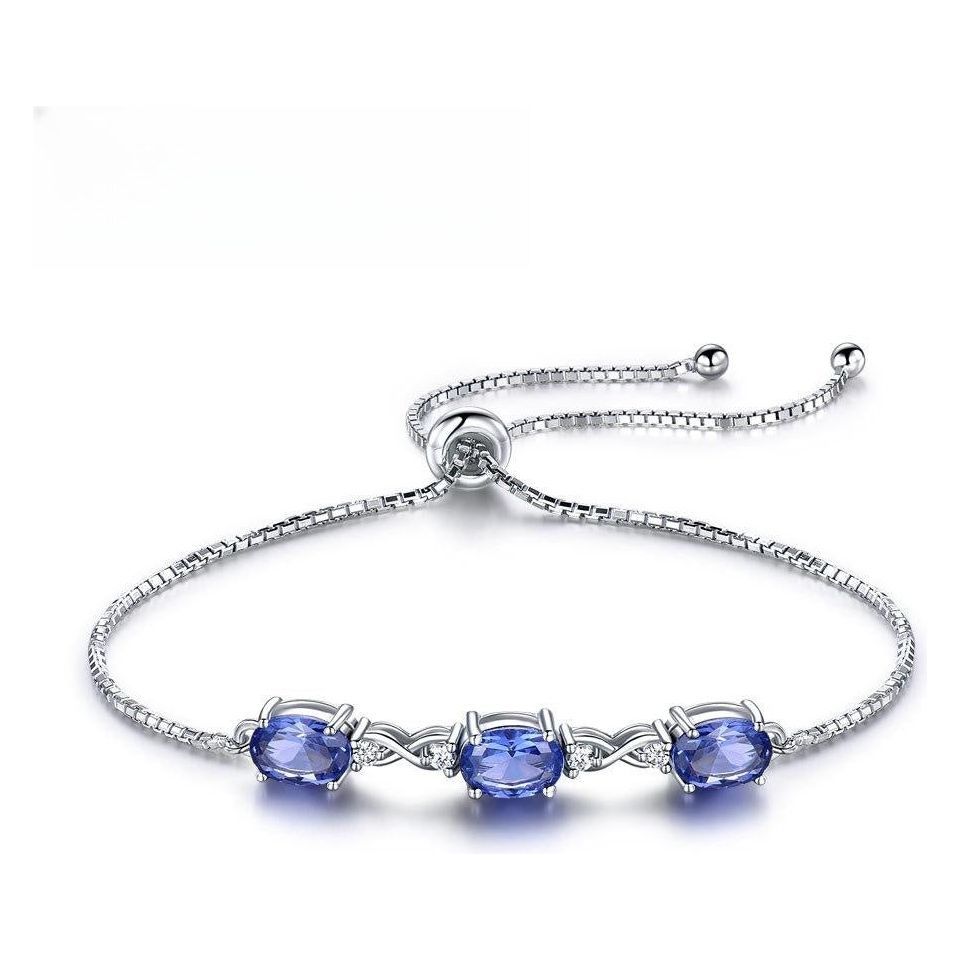 925 Sterling Silver Blue Wave Nano Tanzanite Bracelet Adjustable Women's Bracelet - Jointcorp