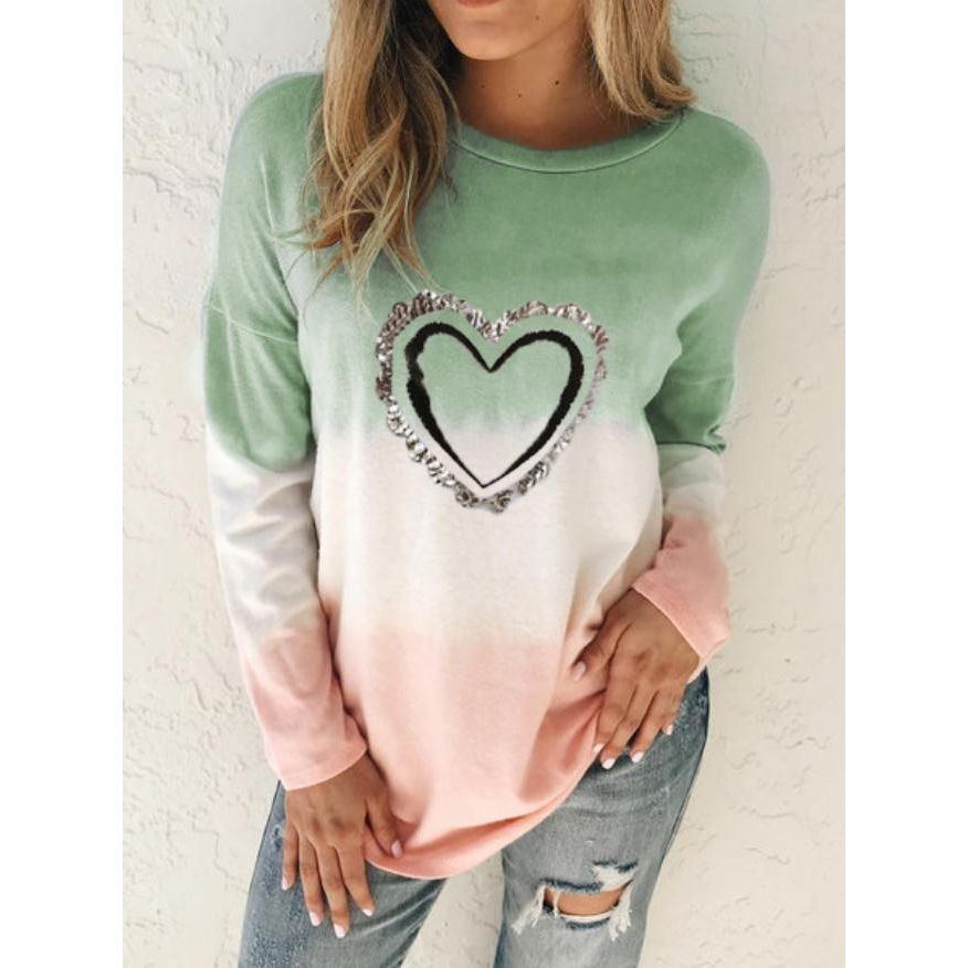 Gradient Printing Loose Pullover Long Sleeve - Jointcorp