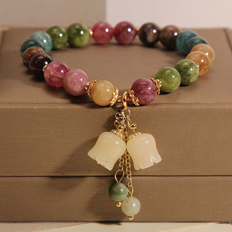 Natural Color Tourmaline Female Summer Ins Lily Pendant Bracelet - Jointcorp