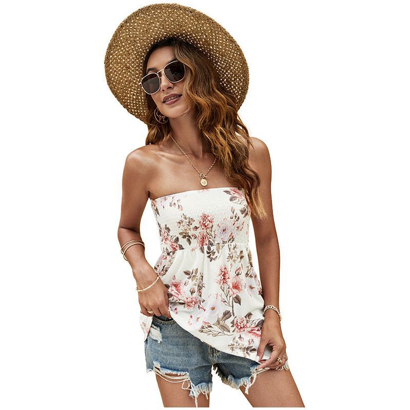 Women's Fashion Shoulder-baring Printed Tube Top Vest