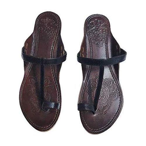 EthnicVibes Women's Kolhapuri Soft Leather Chappal Ethnic Indian Jutti Khussa ST5270 Flat Shoes US Size 6-11