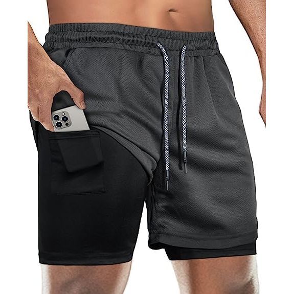 BananHome Men's 2 in 1 Running Shorts Gym Workout Quick Dry Mens Shorts Mens Athletic Shorts with Towel Loop and Phone Pocket