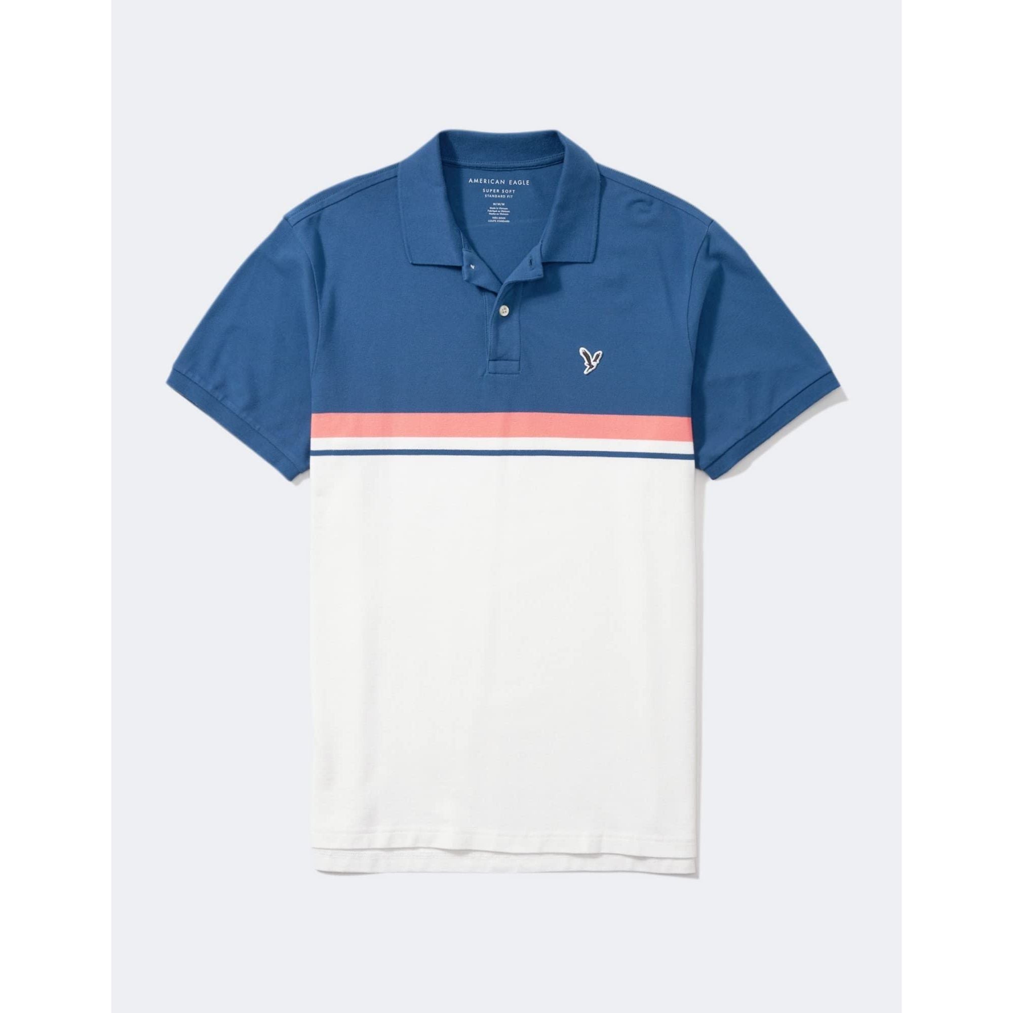 American Eagle Men Striped Polo Shirt