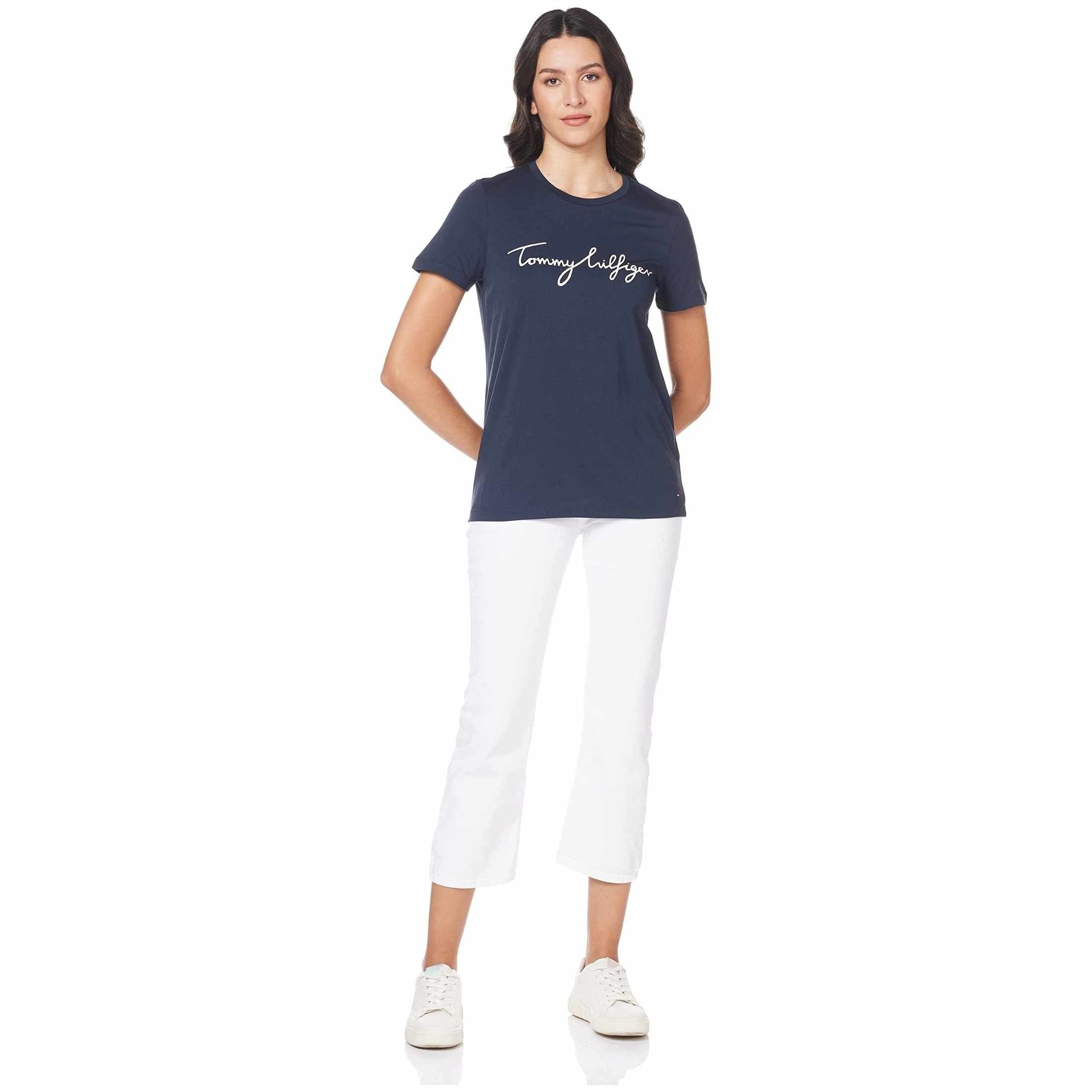 Tommy Hilfiger Womens Heritage Crew Neck Graphic Tee T-Shirt T-Shirt