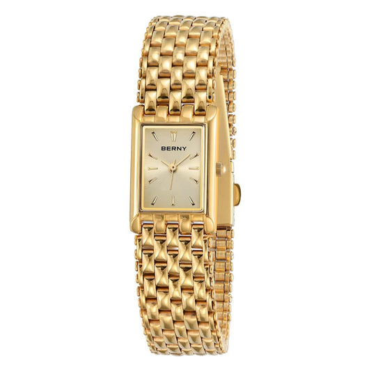 BERNY Gold Watches for Women Updated Ladies Quartz Wrist Watches Stainless Steel Band Womens Small Gold Watch Luxury Casual Fashion Bracelet Tools Included