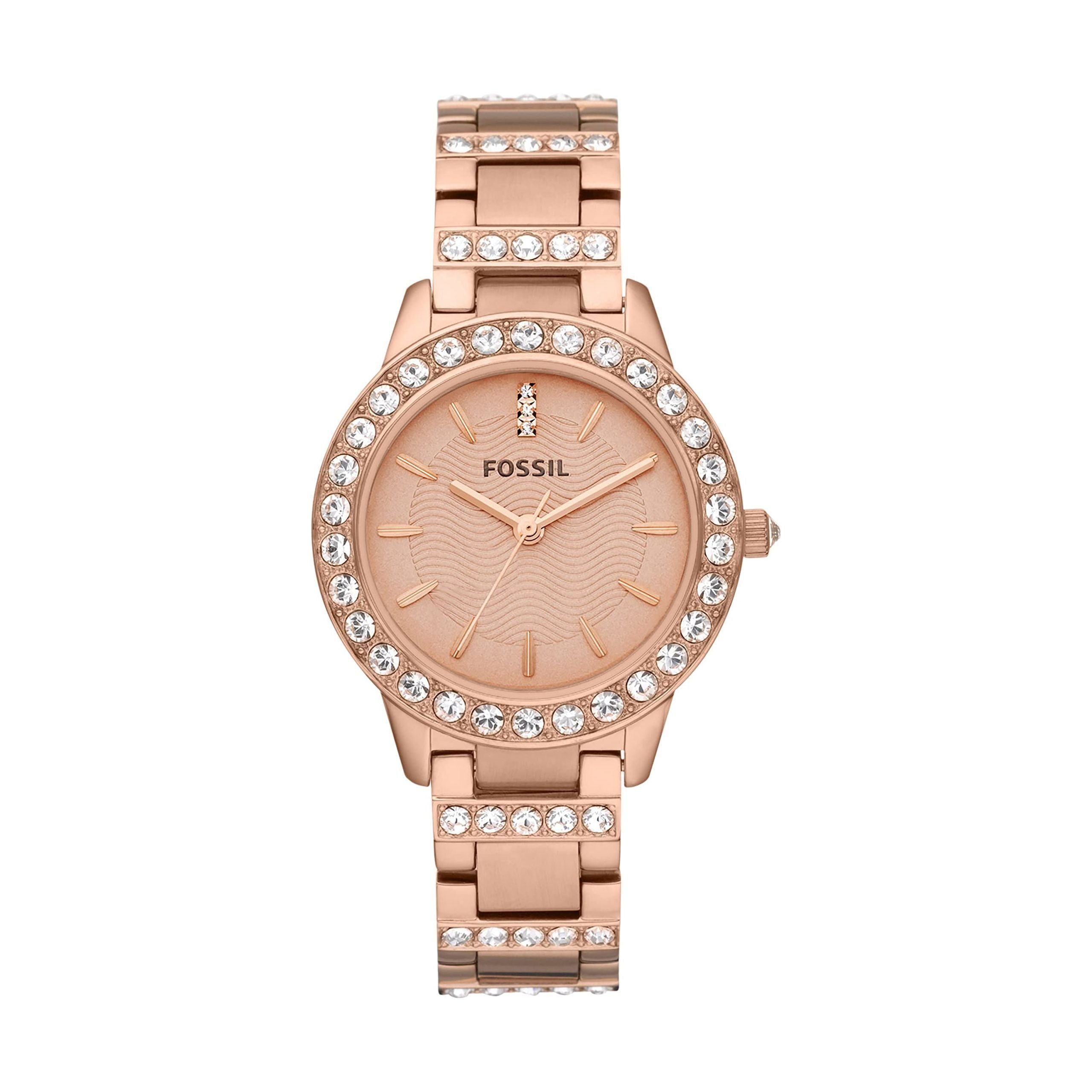 Fossil Jesse Women's Watch with Crystal Accents and Self-Adjustable Stainless Steel Bracelet Band