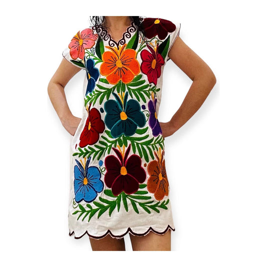 Mexican Summer Cotton Embroidered Floral Sexy Dress for Women/MEXSIKA by Linda Andrade