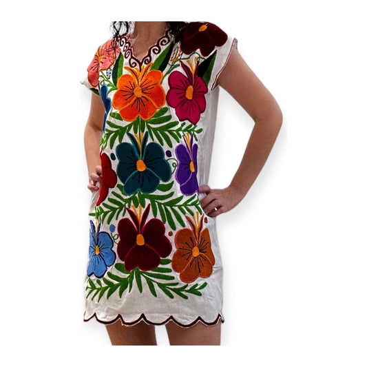 Mexican Summer Cotton Embroidered Floral Sexy Dress for Women/MEXSIKA by Linda Andrade