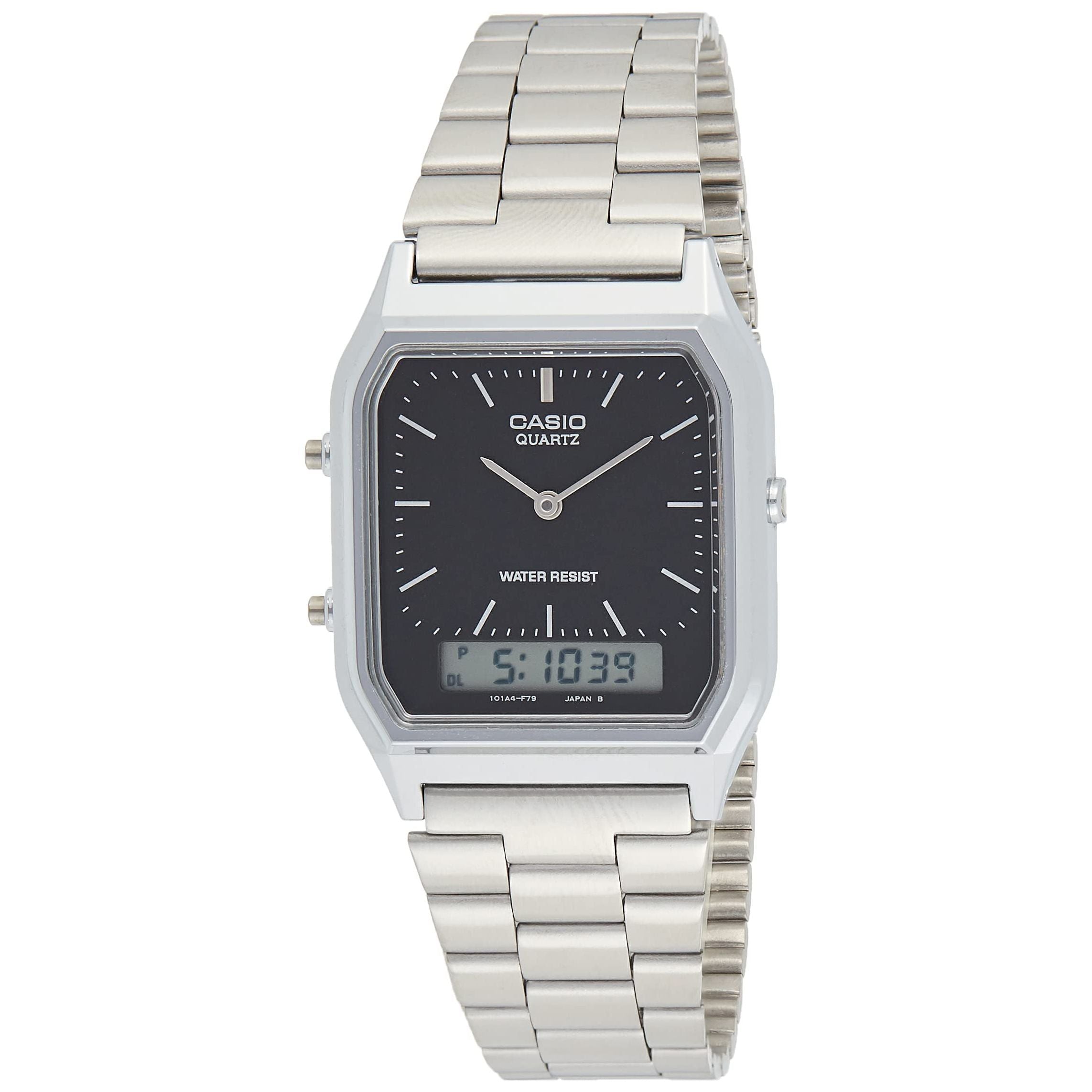 Casio Unisex-Adult Quartz Watch, Analog-Digital Display and Stainless Steel Strap