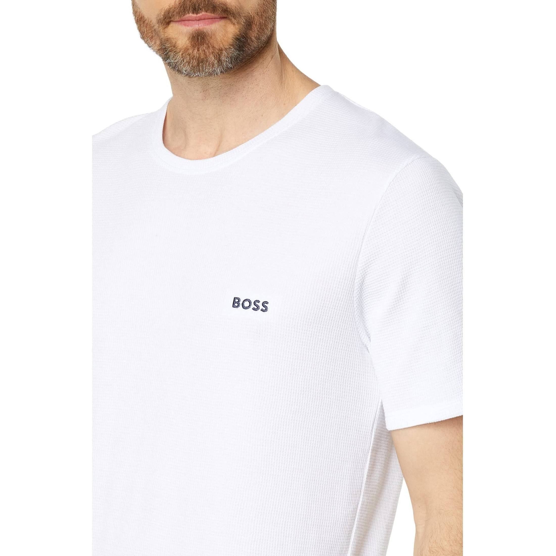 BOSS mens Waffle Contrast Logo Short-sleeve T-shirt Shirt