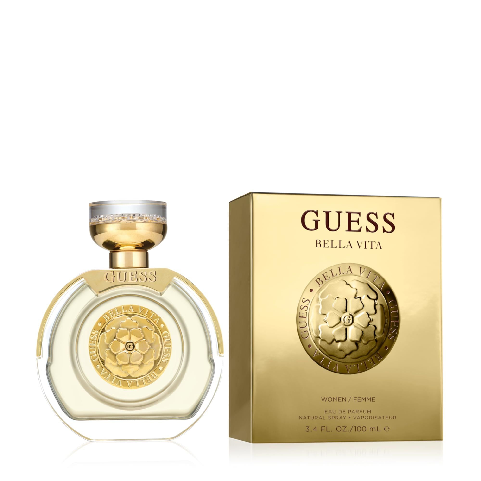 GUESS, Fragrance Bella Vita Eau De Parfum Edp Spray Perfume for Women, Gold, 3.4 Fl Oz