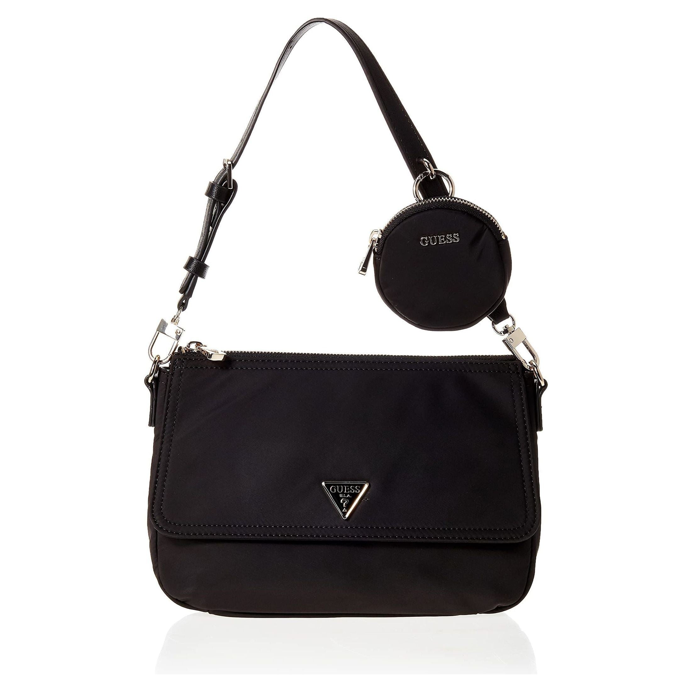 GUESS Eco Gemma Black Top Zip Shoulder Bag