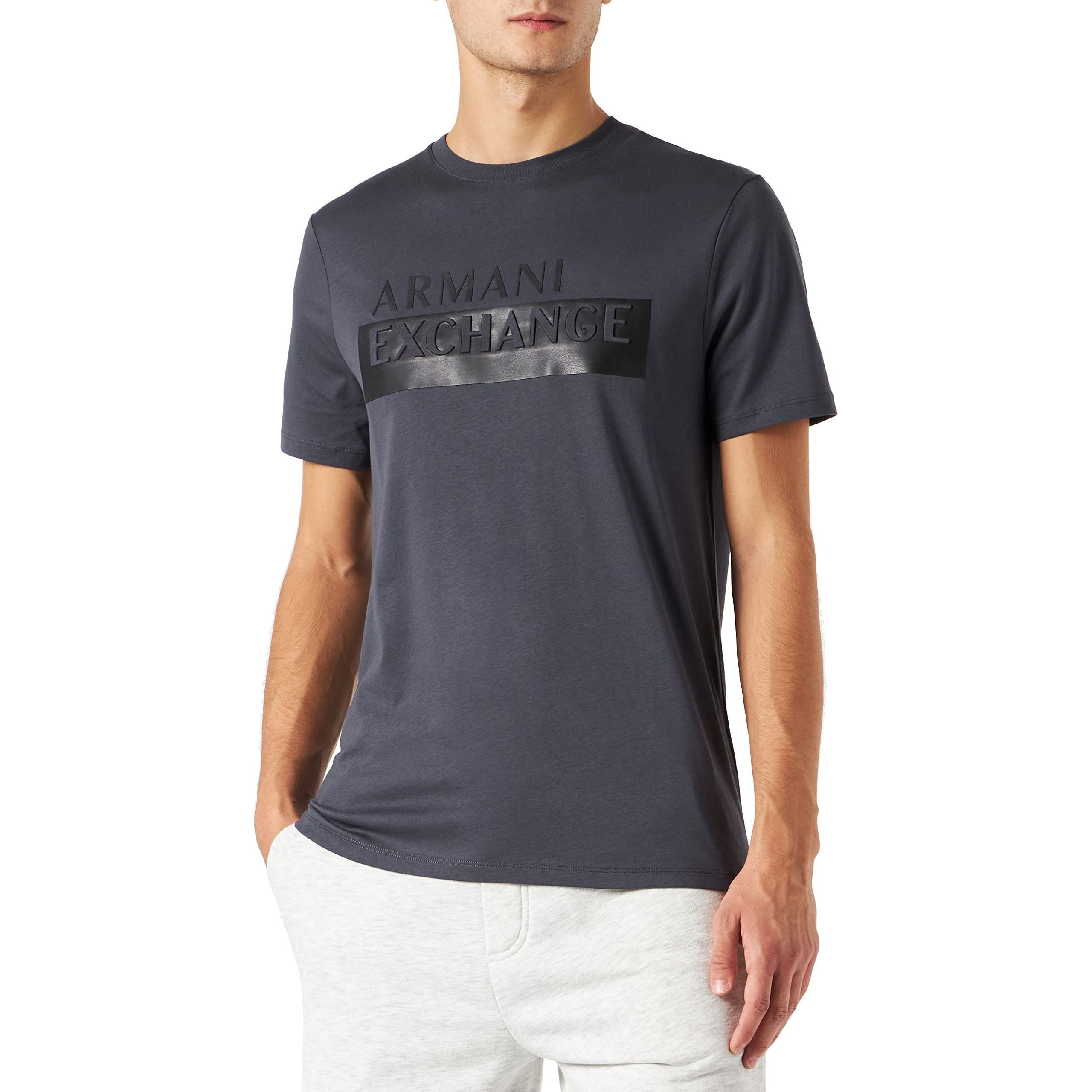 Armani Exchange Men's Round Neck, Short Sleeves, Logo on Front T-Shirt