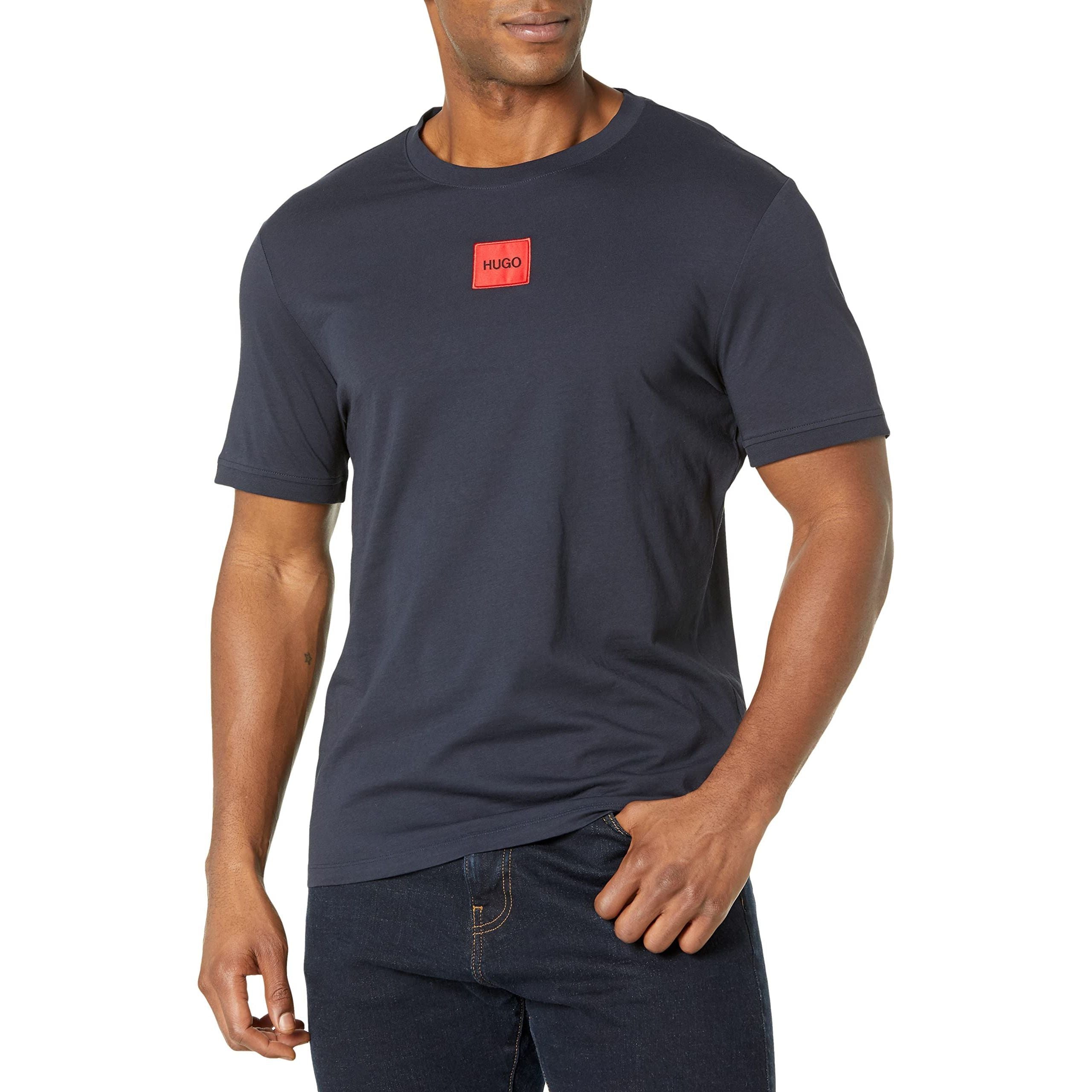 Hugo Boss mens Ribbed Crew Neck Regular Fit Center Logo T-shirt T-Shirt