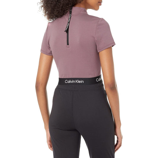 Calvin Klein Performance Women's Mock Neck Ponte Short Sleeve Fitted Crop Top