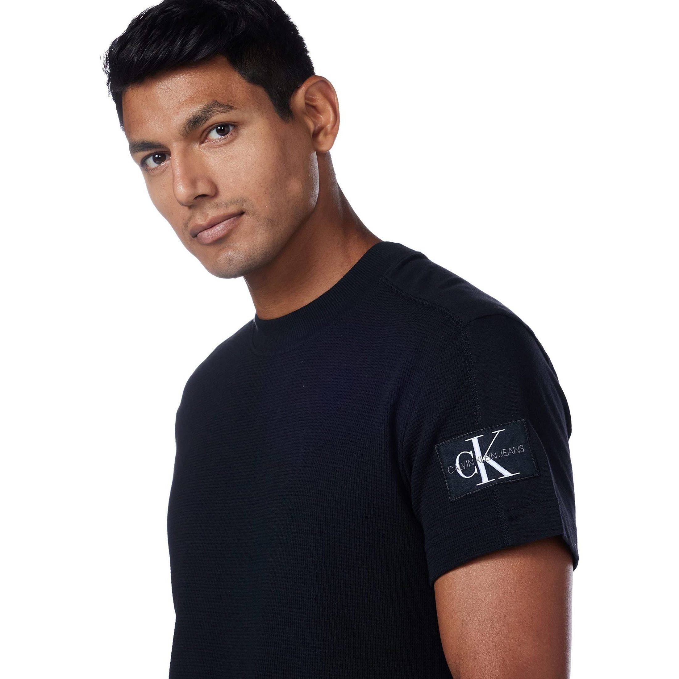 CK JEANS Men's BADGE WAFFLE BLOCKING TEE S/S Knit Tops