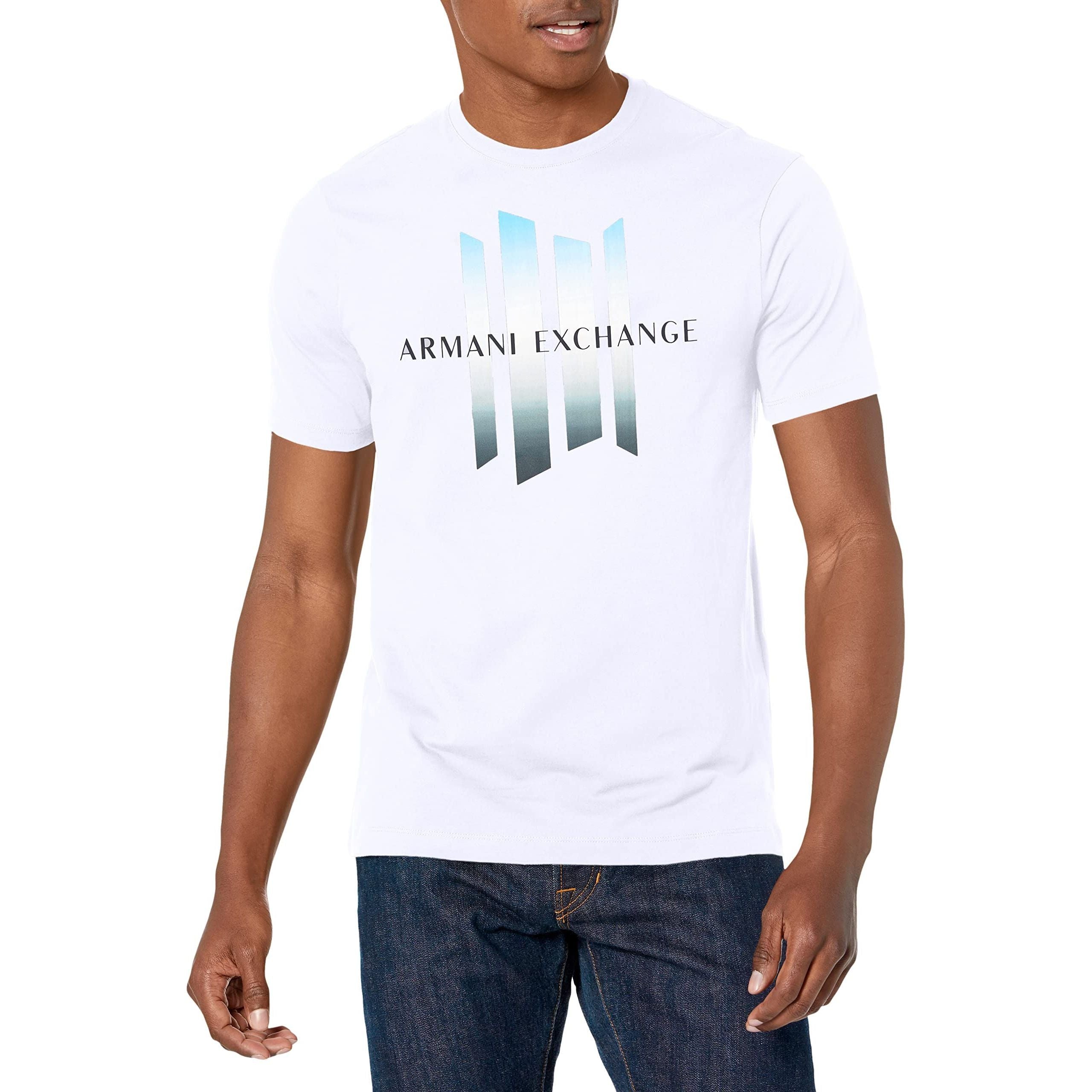 A|X Armani Exchange mens Lines Logo Tee T-Shirt