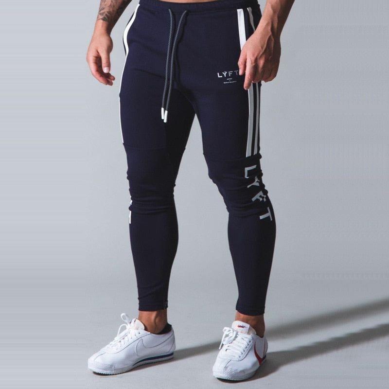 Jogging Pants Men's Sports Gym Fitness Pants Men's Cotton White Clip Strip Printing Fashion Casual Tights - Jointcorp