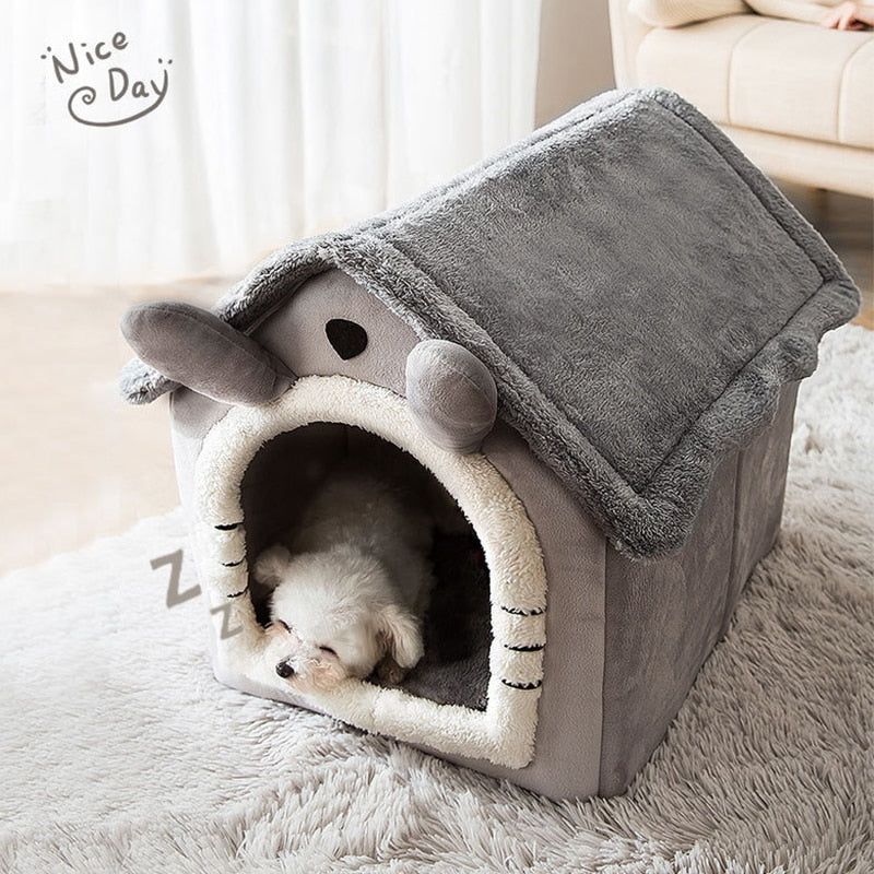 Foldable Cat House Winter Warm Chihuahua Cave Bed Cat Basket for Small Dogs Warm Mat Kennel Puppy House Deep Sleep Pet Supplies - Jointcorp