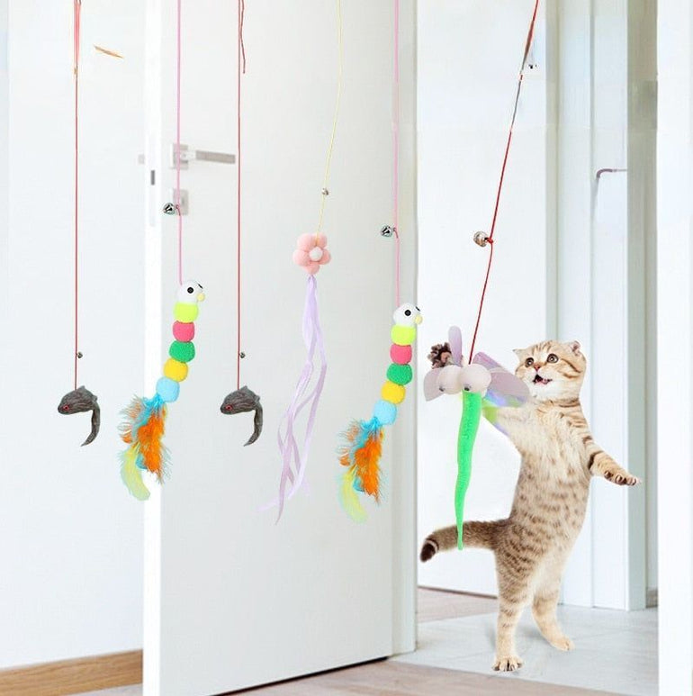 Cat Toy Swing Sticky Disc Elastic Hanging Door Teasing Cat Rope Long Rope Teasing Cat Cat Toy Cat Accessories Pet Kitten Toy - Jointcorp