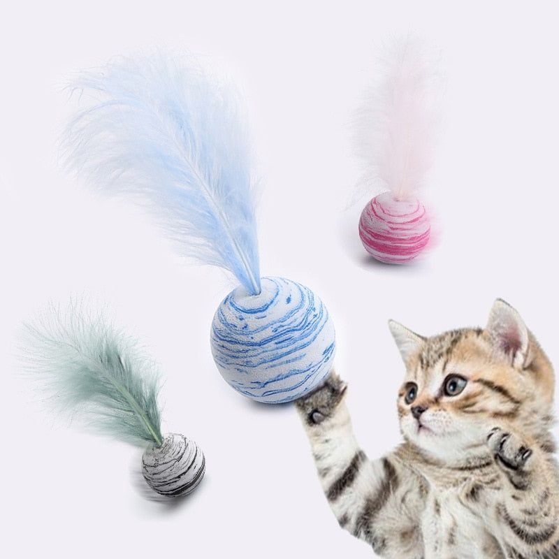 Cat toy Ball Feather Funny Cat Toy Star Ball Plus Feather Foam Ball Throwing Toys Interactive Plush Toys Pet Supplies katten toy - Jointcorp